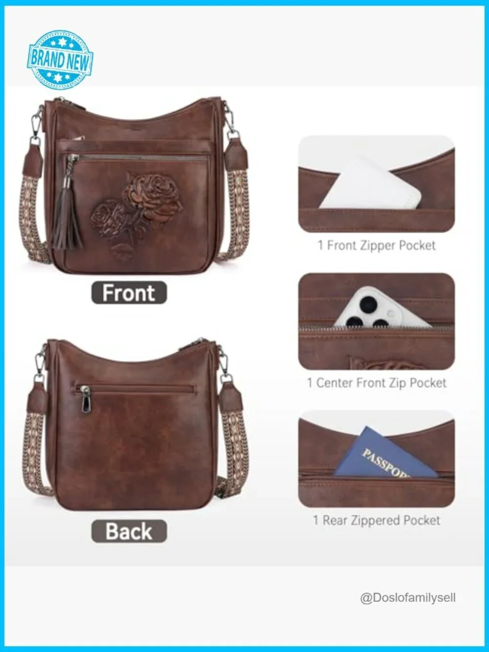 Trendy Vegan Leather Hobo Crossbody Purse Embossed Shoulder Handbag Lightweight